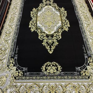 Black & Gold Medallion Turkish Rug