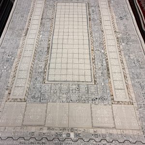 Light Gray Panel Turkish Rug