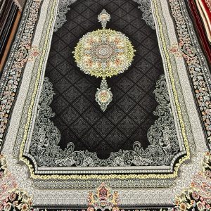 Black Medallion Turkish Rug