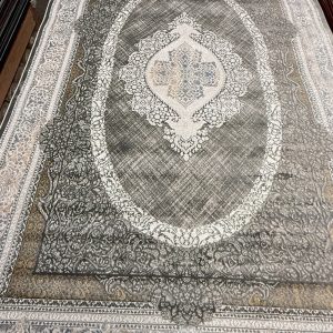 Dark Gray Medallion Turkish Rug